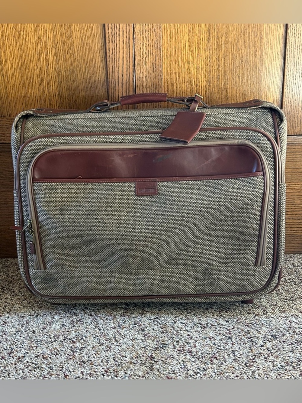 Vintage Hartmann Tweed Roller Rolling Luggage Garment Bag -Locks Strap Paperwork